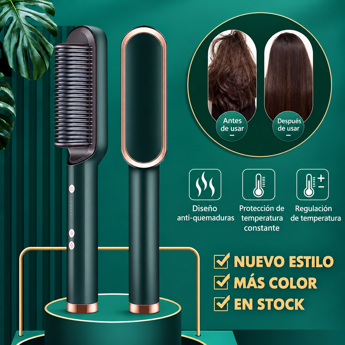 Cepillo alisador y rizador de cabello